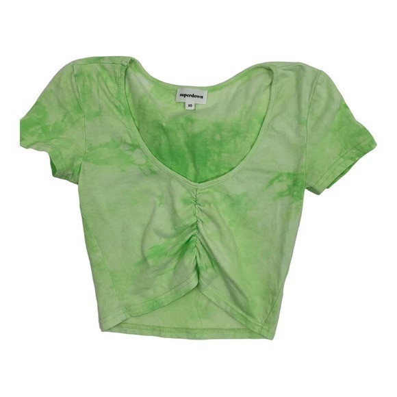Revolve Superdown Cropped Ruched front t-shirt Sz‎ XS - Picture 1 of 3